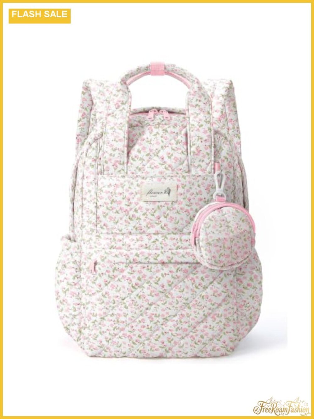 Quilted Cotton Mini Backpack Purse for Women, Floral Print Cute Daypack